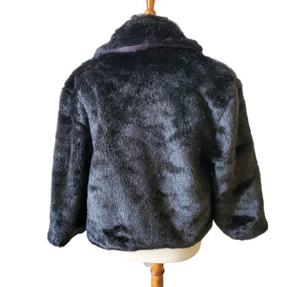 Womens Faux Fur Coat Size Large Black Mob Wife - Picture 3 of 4
